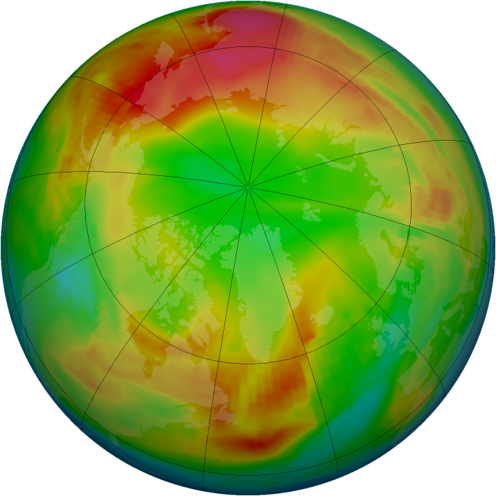 Arctic ozone map for 13 January 1982